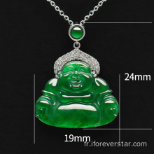 Pendeur de Bouddha Jadéite Bouddha en vert impérial 18K